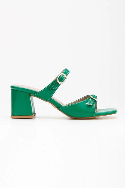 Satenora Papuci cu toc gros Zenith Green