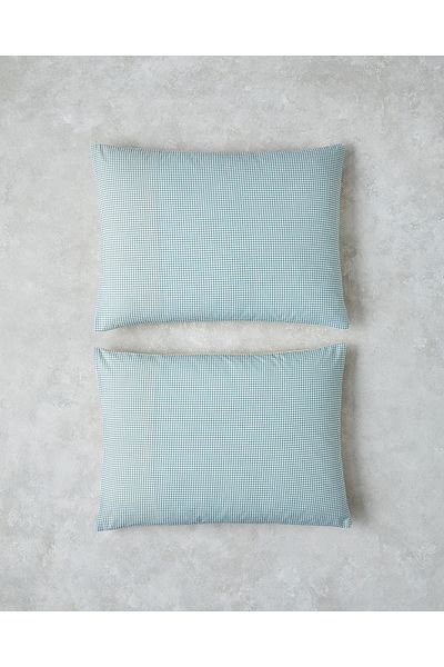 English Home Petit Check Βαμβακερή Μαξιλαροθήκη 2 τεμαχίων 50x70 cm Κίτρινο-Πράσινο