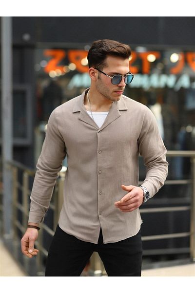 Pobudo Mink Color Linen Look Sports Shirt