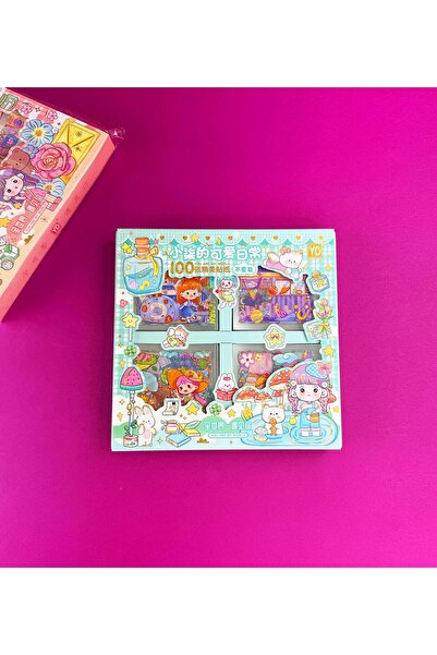 Gift Moda Sevimli Kız Tasarımlı 100'lü Şeffaf Sticker