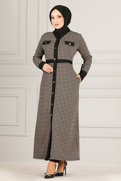 ModaMerve Mink Buttoned Cap - Nya2639