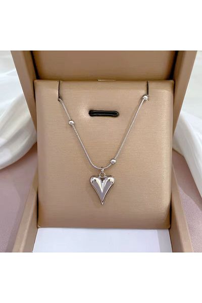 Siya Silver Tarnish Stainless Steel Dorica Chain Heart Necklace