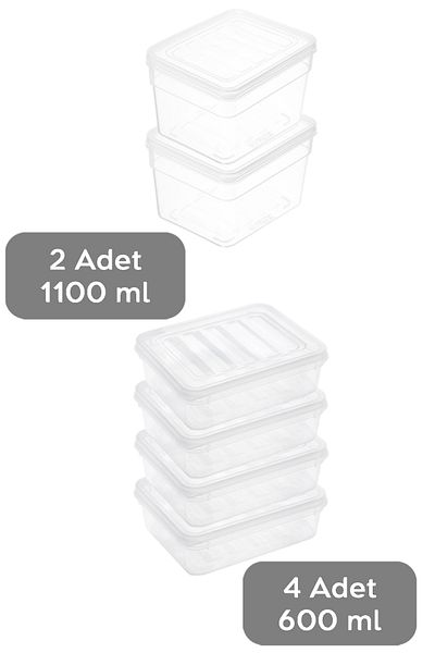 Meleni Home 6-Piece Deep & Shallow Food Set - Transparent Microwave Compatible Organizer