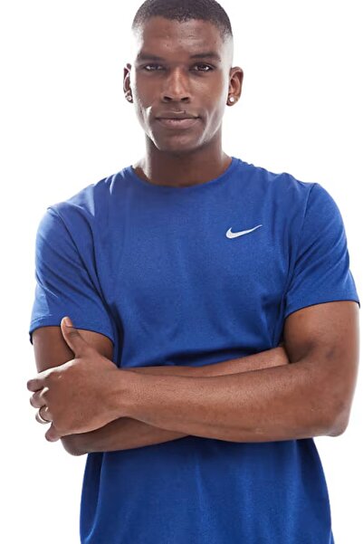 Nike تي شيرت رياضي أزرق للرجال من Dri-Fit Uv Miler Ss