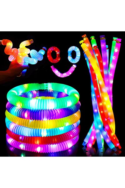 AWH مجموعة من ١٢ لعبة فيدجيت: أنابيب بوب مضيئة، أعواد متوهجة بمصابيح LED، لوا...