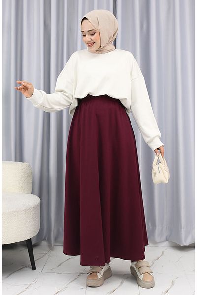 sefamerve Fusta din stofa 5578-02 Rosu Claret