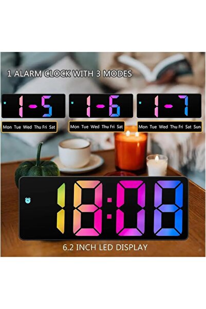 COOYA Mirror Digital Alarm Clock,16.8x4x7.2cm,Adjustable Brightness,Dual-Alarm and Big Snooze Button