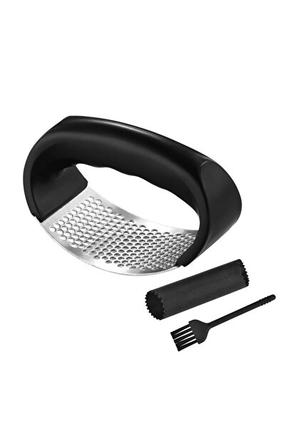 choice2 مجموعة سوداء مطورة من الفولاذ المقاوم للصدأ، عصارة الثوم اليدوية، هزا...