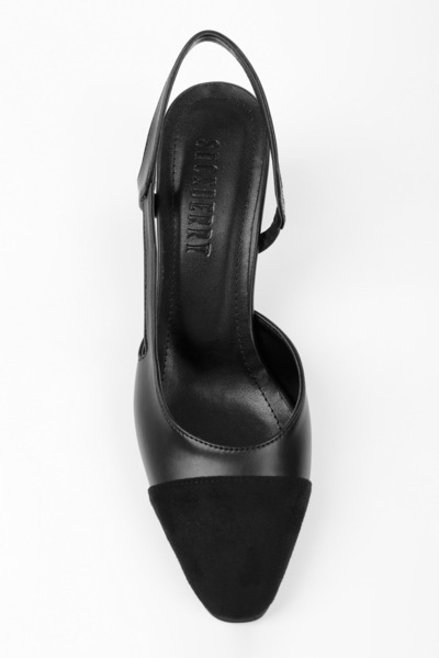 Shoeberry Women's Elya Black Skin Thick Heeled Shoes