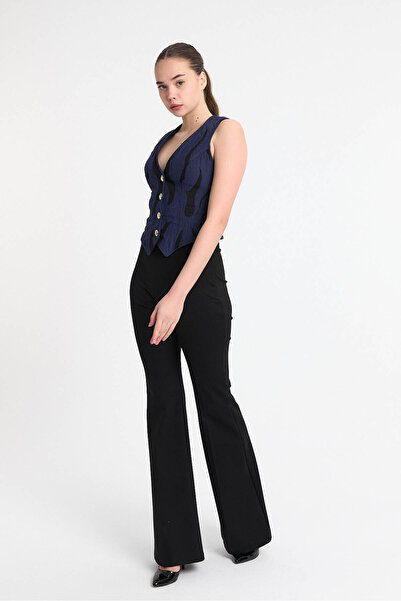 Laranor Desen2 Золота ґудзикова класична жилетка з візерунком Денна та вечірня елегантність 25l8011