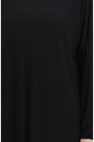 sefamerve Pleated Tunic-Meat Double Set 0015-07 Black