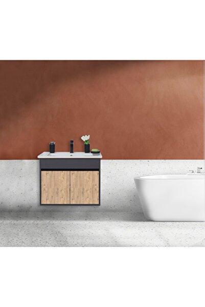 Sözcan Group Aras Lavabolu Asma Alt Dolap Antrasit/atlantik Çam 65 Cm Alt Mod...