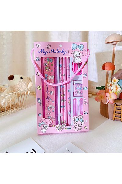 SANRIO Mymelody Sanrio Hellokitty Cinnamoroll Melody Kuromi Stationery Set Pencils Erasers Rulers Cartoon S