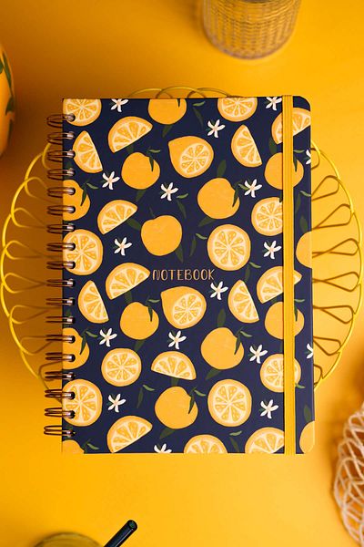 Matt Notebook B5 17X24 cm Spiral Elastic Checkered Undated Notepad Lemon