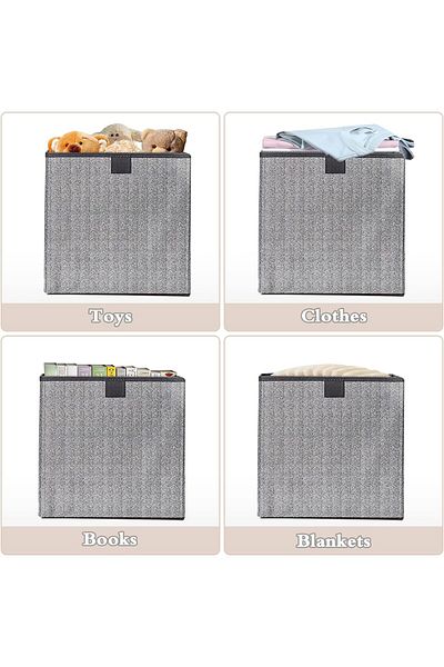 COOYA Fabric Storage Cube Bins,Non-Woven Foldable,for Shelves, Perfect for Clothes,Toys and More,Gray