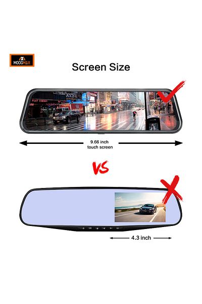 MOOGMAX 9.66" Touch Dual Dash Cam, 170° Wide-Angle, HD Night Vision, Loop Recording, G-Sensor