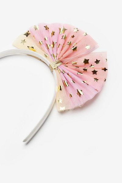 Le Mabelle Yellow Star Tulle Bow Girl's Crown