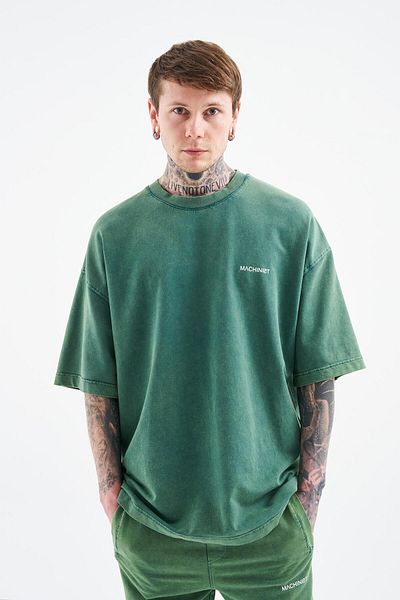 Machinist Ανδρικό Luxury Basic Washed Oversize Πράσινο T-Shirt