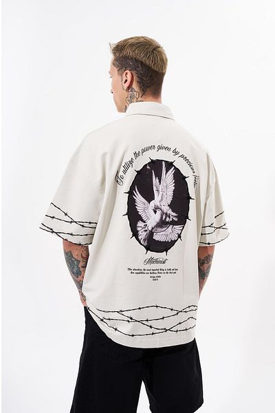 Machinist Ανδρικό μπλουζάκι Oversize Grey - Barbed Wire Printed