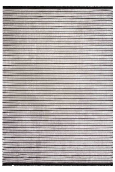 Oriente Home Line Patterned Runner Gray Black White Washable Chenille Fringed Non-Slip Base Living Room Carpet 8377