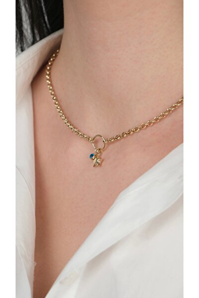 Arpaş 14 Ayar Altın Nazar Boncuklu Yıldızlı Zincir Kolye