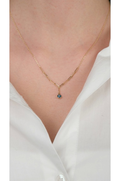 Arpaş 14 Ayar Altın Nazar Boncuklu Ataç Zincirli Kolye