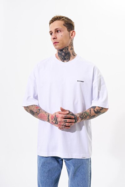 Machinist Мъжка стандартна памучна бяла тениска Oversize