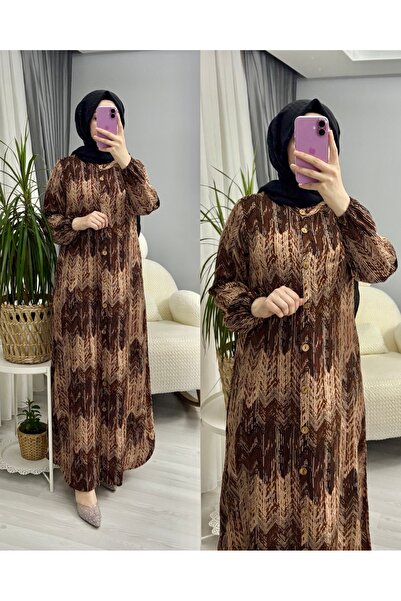 suphan tekstil فستان فيسكوز بأزرار طولية نسائية محجبة بأزرار طولية