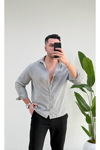 JACK CAPRİO ERKEK ÇİZGİLİ GÖMLEK REGULAR FİT KALIP YÜKSEK KALİTE KUMAŞ PAMUK ...