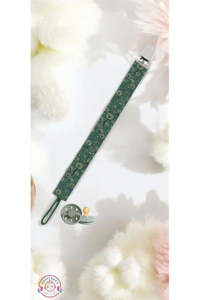 poffibaby Green Floral Patterned Baby Pacifier Strap