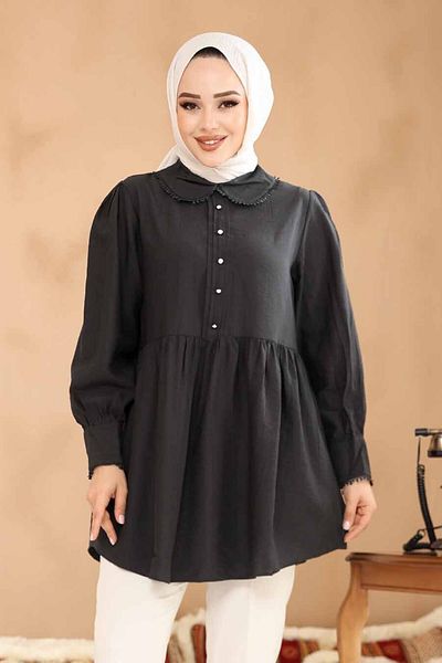 Neva Style Baby Collar Black Hijab Tunic 40691S