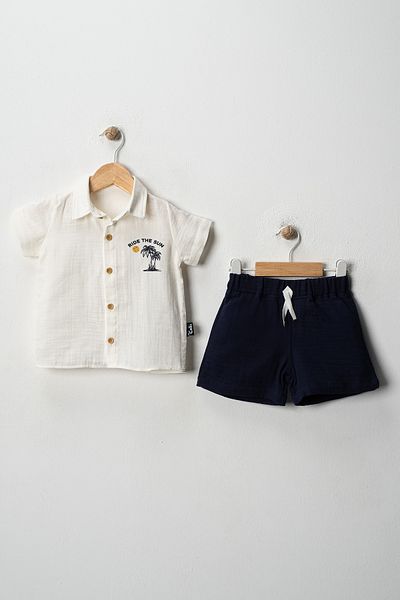 tinytrends Boy & Baby Holiday Muslin Set Shirt Shorts