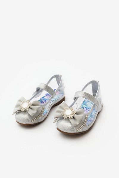 Le Mabelle Silver Transparent Snowflake Bow Girls' Ballerina Shoes