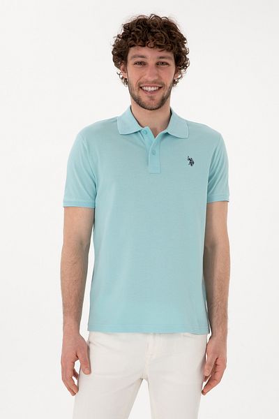 U.S. Polo Assn. Ανδρικό μπλουζάκι με λεπτή εφαρμογή Polo Neck Light Blue Basic 50297984-VR007