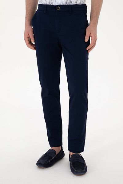 U.S. Polo Assn. Men's Navy Blue Slim Fit Canvas Trousers 50309142-Vr033