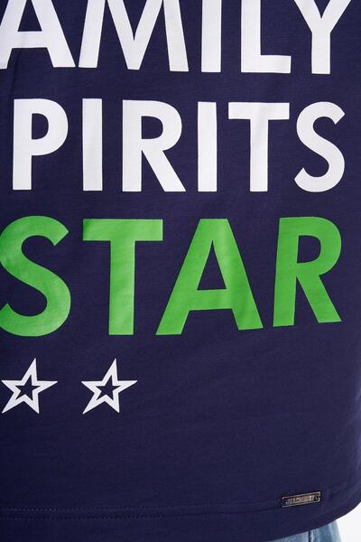 Machinist Чоловіча широка сорочка з принтом на комірі-поло, синя футболка