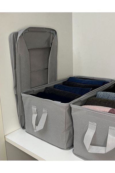 SER&YAT 2 Pieces Steel Wardrobe, Organizer Shelf Organizer Foldable Clothing Organizer