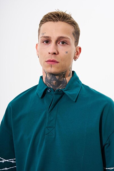 Machinist Ανδρικό μπλουζάκι βενζίνης Oversize - Barbed Wire Printed