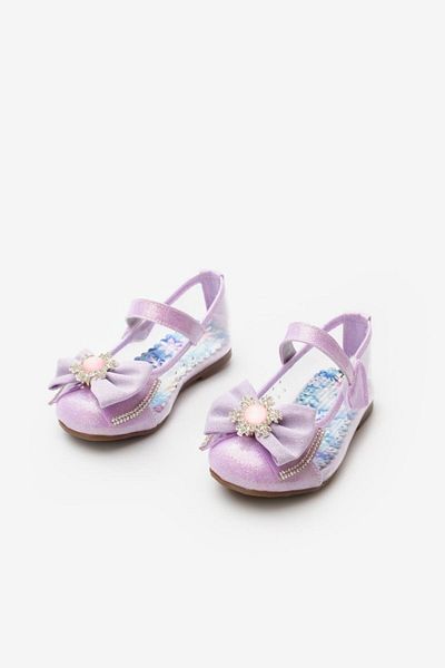 Le Mabelle Lilac Transparent Snowflake Bow Girls' Ballerina Shoes