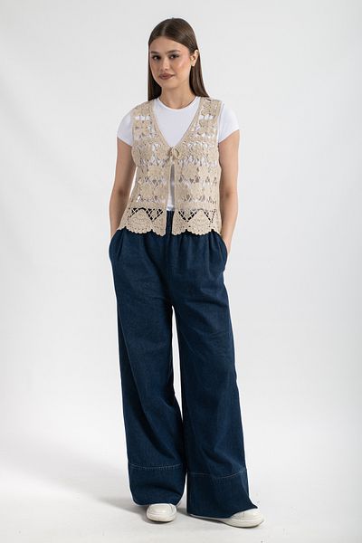 Hatun Atila Vestă acrilic pentru femei Hatunatila Ecru - 5158