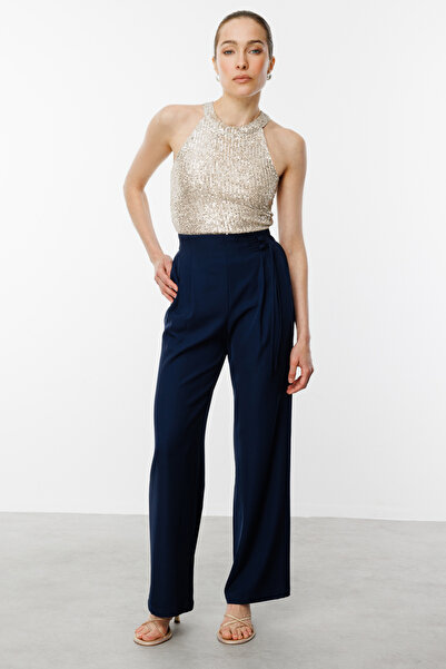 Ekol Bol Paça Süs Düğüm Detaylı Pantolon