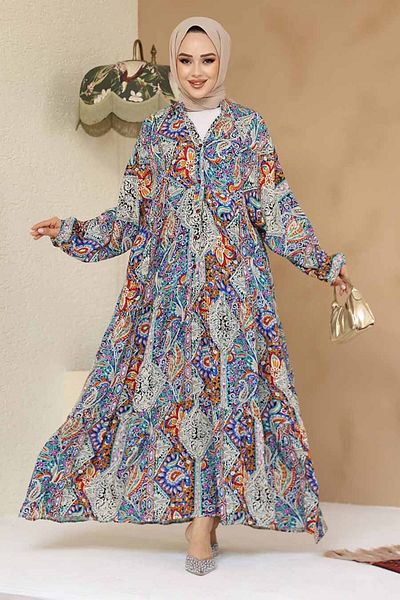 Neva Style Lilac Floral Patterned Hijab Dress 23454