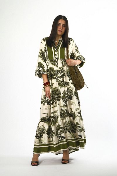 ABBRA Women's Katleya Model 100% Viscose Summer Dress