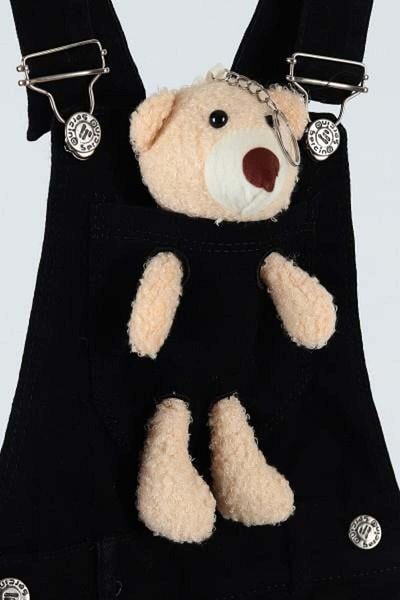 miabambim Teddy Bear Denim Shorts Slopet Light Black Unisex Jumpsuit