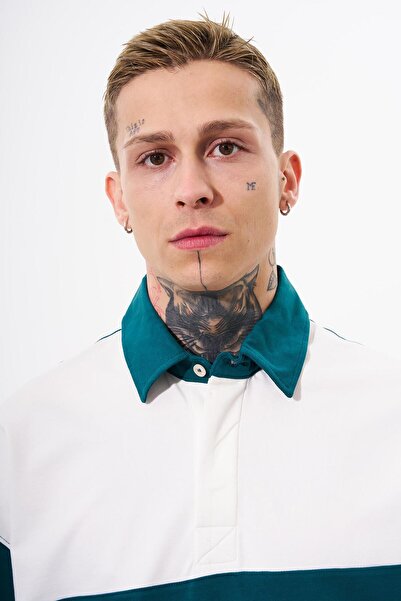 Machinist Ανδρικό μπλουζάκι Be Yourself Polo Neck Oversize Petrol Green T-shirt