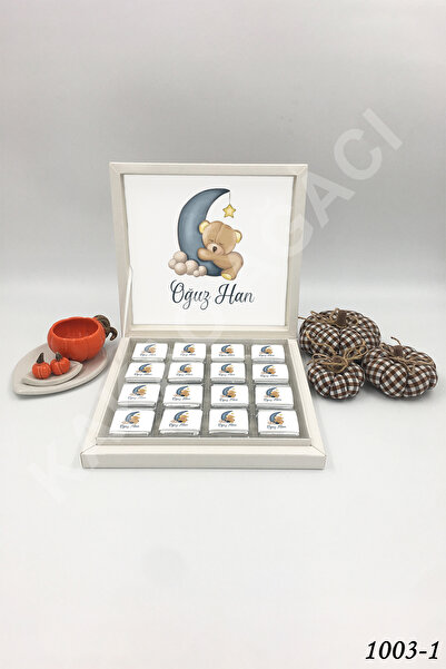 KAKAO AĞACI 48 Adet Karton Kutuda Ayıcıklı Erkek Bebek Çikolatası