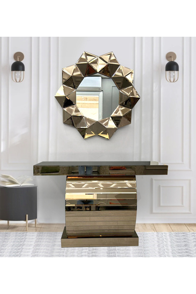 ERGLASS CAM AYNA KAPLAMALI DRESUAR LÜKS DEKORATİF IŞILTILI BRONZ AYNADAN LÜX *ALT KISIMDIR