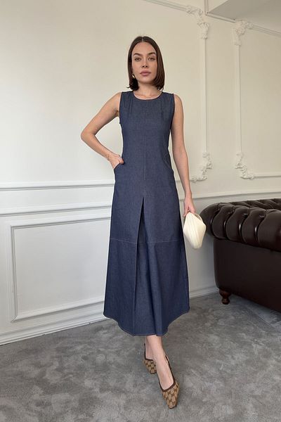 MAGARDE Rochie albastră cu design denim