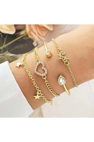 stainless steell Vip Rhinestone Stone Bohemian Elegant 4 Piece Bracelet Set