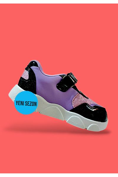 ELSA Pantofi sport ortopedici pentru fete cu sclipici liliac Pantofi comozi cu velcro